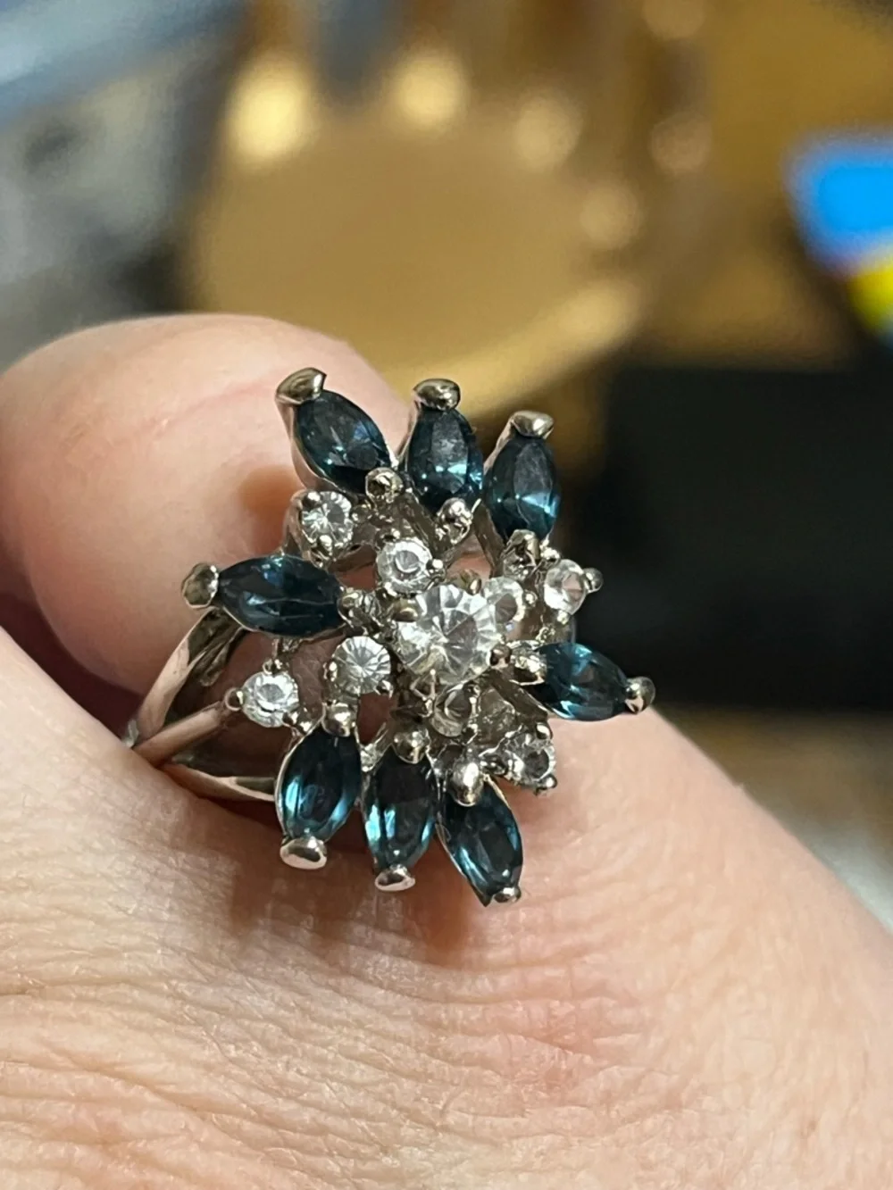 14K GE Vintage Cluster Cocktail Ring